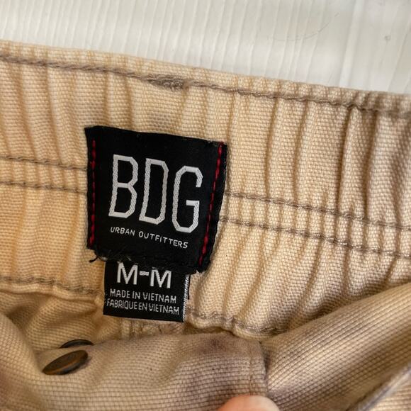 BDG Tan & Black Tie Dye Elastic Waist Cargo Capri Cutoffsa Medium Grunge Boho - Picture 4 of 10